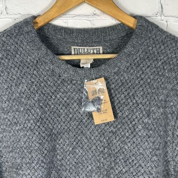 Duluth Trading Co. 100% Shetland Wool  Sweater Crew Neck Textured Gray Size L - Picture 2 of 6